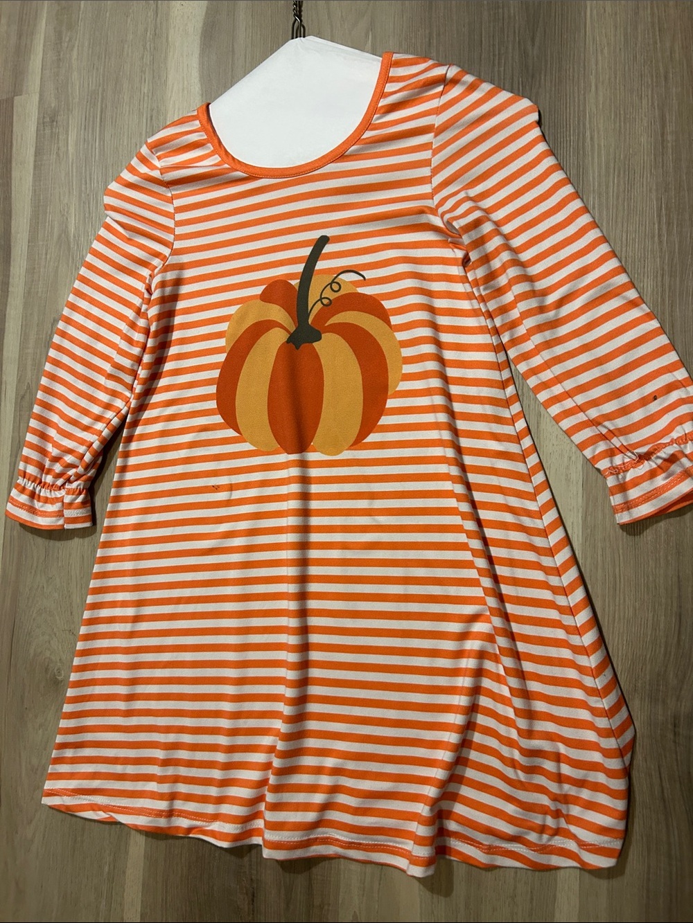 Penelope Plumm Orange & White Striped Pumpkin Tunic Dress size 8